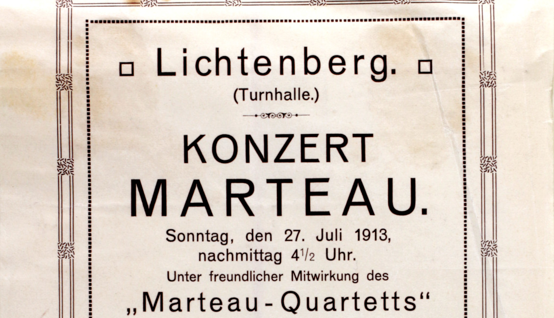 Das Konzertprogramm für das Konzert „zu Gunsten des Turmbaufonds“ am 27. Juli 1913.